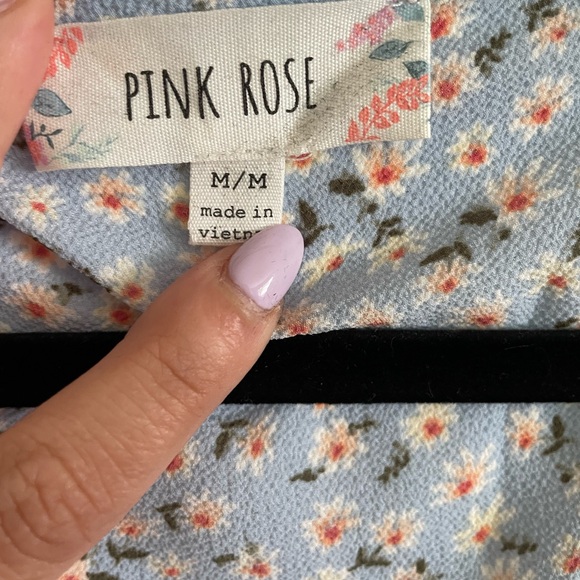 Pink rose floral wrap top - Picture 2 of 3
